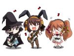   asahina_mikuru bass blush rabbit_ears bunnysuit chibi guitar maid nagato_yuki smile suzumiya_haruhi suzumiya_haruhi_no_yuuutsu twintails  