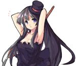  armpits bangs bare_shoulders black_hair blue_eyes blunt_bangs breasts cane cleavage don&#039;t_say_lazy don't_say_&quot;lazy&quot; dress face_paint facepaint hat hime_cut k-on! long_hair mini_top_hat oekaki saiste solo top_hat 
