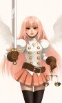  belt cross hisato original pink_hair scale scales skirt sword tarot thigh-highs thighhighs weapon wings zettai_ryouiki 