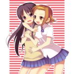 akiyama_mio hug hug_from_behind k-on! mei multiple_girls school_uniform striped subaru_(yachika) tainaka_ritsu tomboy vest
