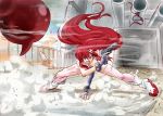 adiane battle bikini_top boots breasts bullet dust elbow_gloves fingerless_gloves gloves gun hair_ornament long_hair matsumoto open_mouth pink_legwear pink_thighhighs red_hair redhead scarf scorpion_tail tail tengen_toppa_gurren_lagann thigh-highs thighhighs topless torn_clothes torn_thighhighs weapon yellow_eyes yoko_littner yoko_ritona