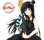  bangs bass_guitar black_eyes black_hair blunt_bangs don&#039;t_say_lazy don't_say_&quot;lazy&quot; dress fingerless_gloves gloves hat highres hime_cut instrument k-on! long_hair mini_top_hat nemu nemu_(pixiv572664) smile solo striped striped_gloves top_hat 