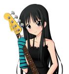 bare_shoulders bass_guitar black_hair don&#039;t_say_lazy don't_say_&quot;lazy&quot; dress fingerless_gloves gloves grey_eyes guitar highres instrument k-on! long_hair single_glove solo su-35_(artist) 