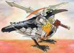  bird crow helmet pixiv_fantasia pixiv_fantasia_1 sword weapon yabu_houki_gomi yaburebouki_akuta 