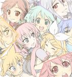  3boys 8girls :d angry aqua_eyes aqua_hair bad_id blonde_hair blue_eyes blue_hair blush brown_eyes brown_hair closed_eyes everyone family fang green_eyes hachune_miku hair_ribbon hatsune_miku headphones headset heterochromia inset kagamine_len kagamine_rin kaito kamui_gakupo kasane_teto long_hair megurine_luka meiko minigirl open_mouth pink_hair red_eyes red_hair redhead ribbon sakine_meiko satogo siblings smile spring_onion twins twintails utau vocaloid voyakiloid white_hair yellow_eyes yokune_ruko yowane_haku 