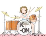  brown_hair casual cymbals drum drum_set drumsticks hairband instrument k-on! qwer short_hair solo tainaka_ritsu tomboy wink 