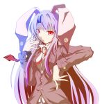  bad_id blazer bunny_ears buttons fighting_stance jimo long_hair necktie rabbit_ears red_eyes reisen_udongein_inaba solo touhou 