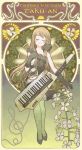  blonde_hair closed_eyes cord don&#039;t_say_lazy don't_say_&quot;lazy&quot; flower gloves instrument k-on! keytar kotobuki_tsumugi long_hair murasaki-no pantyhose solo synthesizer treble_clef 