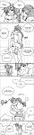  ! ... 2girls absurdres blush comic commentary_request couple d.va_(overwatch) female highres hooreng hug korean leg_lock monochrome multiple_girls musical_note open_mouth overwatch pout shorts spoken_ellipsis spoken_exclamation_mark sweat tracer_(overwatch) translated translation_request white_background yuri 