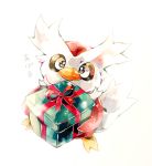  delibird from_above full_body gift looking_at_viewer manoko no_humans pokemon pokemon_(creature) solo sparkle translation_request 