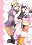  1boy 1girl animal_ears blonde_hair blue_eyes blush bra cat_ears cat_tail cover cover_page doujin_cover facial_mark forehead_protector hetero hug hyuuga_hinata lingerie long_hair naruto oretto_(ring) panties purple_hair tail translated underwear uzumaki_naruto violet_eyes 