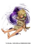  1girl barefoot blonde_hair chains character_request collar full_body green_eyes heterochromia messy_hair rags rat sitting tattoo tube vial yan&#039;yo_(yan&#039;yan&#039;yo) yellow_eyes yuba_no_shirushi 