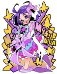  1girl dokidoki!_precure highres idol katana_(life_is_beautiful) kenzaki_makoto precure purple_hair ribbon setsuna_f_katana solo violet_eyes 