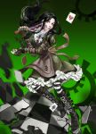  1girl alice:_madness_returns alice_(wonderland) alice_in_wonderland american_mcgee&#039;s_alice black_hair blood card green_eyes high_heel_boots knife thigh-highs 