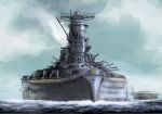 battleship cannon imperial_japanese_navy ishii_hisao military military_vehicle no_humans original ship smoke warship watercraft yamato_(battleship) 