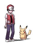  1boy 90s baseball_cap black_hair hat kotobuki_hisashi pikachu poke_ball pokemon pokemon_(game) pokemon_rgby red_(pokemon) 
