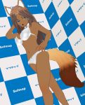  1girl 3d 3d_custom_girl artist_request bikini blue_eyes breasts brown_hair dog female furry long_hair solo swimsuit 