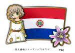  1girl copyright_request flag green_eyes murakami_senami paraguay paraguayan_flag passion_flower translation_request 