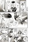  3girls anger_vein bed bonkara_(sokuseki_maou) clenched_teeth closed_eyes comic female garrison_cap girls_und_panzer hallway hand_on_hip hand_to_own_mouth hat indoors itsumi_erika jacket lying military military_hat military_uniform monochrome multiple_girls nishizumi_maho nishizumi_miho on_bed on_side one_eye_closed opening_door pleated_skirt removing_hat removing_jacket shouting skirt sleeping sweatdrop teeth translation_request uniform yawning 