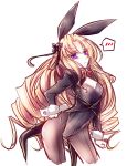  1girl animal_ears blonde_hair bunny_tail bunnysuit character_request detached_collar drill_hair idolmaster long_hair pantyhose rabbit_ears standing syarute tail tailcoat violet_eyes wrist_cuffs 