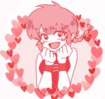  1girl artist_request bare_shoulders braid fang female genderswap heart looking_at_viewer monochrome open_mouth ranma-chan ranma_1/2 saotome_ranma simple_background single_braid sleeveless smile solo tangzhuang upper_body white_background 