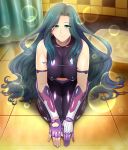  1girl breasts female lilith-soft long_hair looking_at_viewer makishima_ayame sitting smile solo taimanin_asagi taimanin_asagi_battle_arena taimanin_kurenai zol 