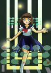  1girl artist_request brown_hair female miyake_shinobu school_uniform skirt solo uniform urusei_yatsura 