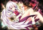  1girl brooch feathered_wings highres jacket jewelry kishin_sagume open_clothes open_jacket red_eyes silver_hair single_wing sisterakuma solo thighs touhou white_wings wings 
