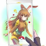  10s 1girl animal_ears brown_hair coco_adel iesupa poke_ball pokemon pokemon_go rabbit_ears rwby velvet_scarlatina 