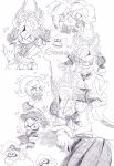  &gt;_&lt; :d armor closed_eyes commander_atarime dj_takowasa greyscale hat heart helmet highres inkling japanese_armor kabuto military_hat monochrome octopus open_mouth sizma smile splatoon takozonesu xd yuri 