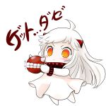  10s 1girl chibi dress highres horns kantai_collection mittens northern_ocean_hime pale_skin pokemon pokemon_go shinkaisei-kan translation_request white_dress yume_shokunin 