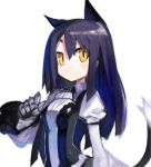  1girl animal_ears black_hair cat_ears cat_tail character_request copyright_request kokaki_mumose looking_at_viewer solo tail yellow_eyes 