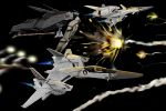  2016 afterburner antennae armor battle canards cannon canopy cockpit condensation_trail energy_cannon explosion falconkpd hatchet_class_destroyer helet helmet highres insignia macross macross_vf-x macross_vf-x2 mecha missile nose_art pilot pilot_suit radar realistic science_fiction space space_craft spacesuit star_(sky) u.n._spacy variable_fighter vf-4 
