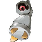  alternate_color beldum full_body looking_at_viewer no_humans official_art pokemon red_eyes shiny_pokemon simple_background solo sugimori_ken 