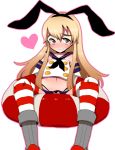  1boy anchor_hair_ornament blonde_hair blush censored crop_top crossdressinging elbow_gloves genderswap genderswap_(ftm) genderswap_(mtf) gloves hair_ornament hairband heart heart_censor highleg highleg_panties highres kantai_collection lifebuoy looking_at_viewer microskirt nakagawa_(shirupet_logic) panties sailor_collar shimakaze_(kantai_collection) skirt solo striped striped_legwear thigh-highs thong trap underwear white_gloves yellow_eyes 