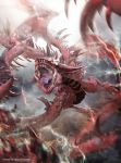  andybelzark artist_name dragon duel_monster highres lightning no_humans open_mouth sharp_teeth slifer_the_sky_dragon spikes teeth yu-gi-oh! 