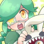  1girl annie_(skullgirls) annie_of_the_stars eyepatch green_hair open_mouth sagan_(skullgirls) seuteko skullgirls tagme yellow_eyes 