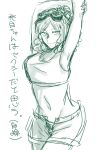  artist_request boku_no_hero_academia goggles hatsume_mei midriff monochrome shirt sketch sleeveless sleeveless_shirt 