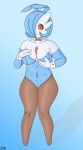  1girl alternate_color animal_ears bohne bunny_girl bunnysuit full_body gardevoir pokemon rabbit_ears shiny_pokemon 