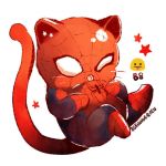 1boy :p animal_ears bodysuit cat_ears cat_tail chibi looking_at_viewer male_focus marvel mask senshu solo spider-man spider-man_(series) superhero tail tongue tongue_out 