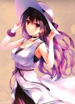  1girl absurdres blush breasts choker cleavage dress hat highres huge_filesize jewelry kasumigaoka_utaha large_breasts long_hair looking_at_viewer misaki_kurehito necklace purple_hair red_eyes saenai_heroine_no_sodatekata scan scrunchie smile solo sun_hat white_dress wrist_scrunchie 