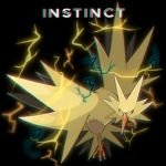  10s beak bird black_background chromatic_aberration claws electricity english harisen1012 no_humans pokemon pokemon_(creature) pokemon_go simple_background solo wings zapdos 