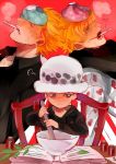  3boys artist_request book bottle brothers doctor donquixote_doflamingo donquixote_rocinante fever hat heart_print long_sleeves medicine mortar multiple_boys one_piece pestle pharmacy siblings sick source_request thermometer trafalgar_law younger 