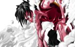  1boy anger_vein angry black_hair gear_second monkey_d_luffy one_piece pink_skin scar smoke steam you_gonna_get_raped 
