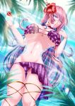  1girl breasts choker earrings fuyuki_jun highres jewelry large_breasts long_hair looking_at_viewer megurine_luka pink_hair solo swimsuit thigh_gap thighs very_long_hair vocaloid 
