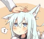  1girl animal_ears blue_eyes hand_on_another&#039;s_head hat hat_removed headwear_removed hibiki_(kantai_collection) kantai_collection kemonomimi_mode long_hair lowres musical_note nonono_(mino) petting quaver remodel_(kantai_collection) school_uniform serafuku silver_hair solo_focus speech_bubble spoken_musical_note tail tail_wagging verniy_(kantai_collection) 