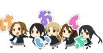  5girls akiyama_mio black_eyes black_hair blonde_hair blue_eyes brown_eyes brown_hair chibi hirasawa_yui k-on! komugiko kotobuki_tsumugi long_hair multiple_girls nakano_azusa pantyhose round_teeth school_uniform short_hair tainaka_ritsu teeth twintails 