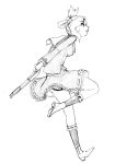  1girl camel_(dansen) cracklecradle female folded_ponytail gun monochrome profile shinonome_yuuki skirt solo weapon white_background 