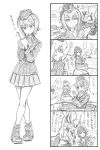  ... 4koma bbb_(friskuser) boots comic commentary_request explosion garrison_cap girls_und_panzer greyscale ground_vehicle hat headphones highres holding holding_pen itsumi_erika jacket legs_crossed legs_together map md5_mismatch military military_hat military_uniform military_vehicle monochrome motor_vehicle nishizumi_maho open_mouth pen pleated_skirt short_hair shouting skirt smoke spoken_ellipsis sweatdrop tank tank_turret throat_microphone translation_request tree uniform writing 