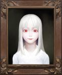  1girl albino didsuazlscl elyse elysion highres long_hair looking_at_viewer red_eyes simple_background solo sound_horizon white_hair 